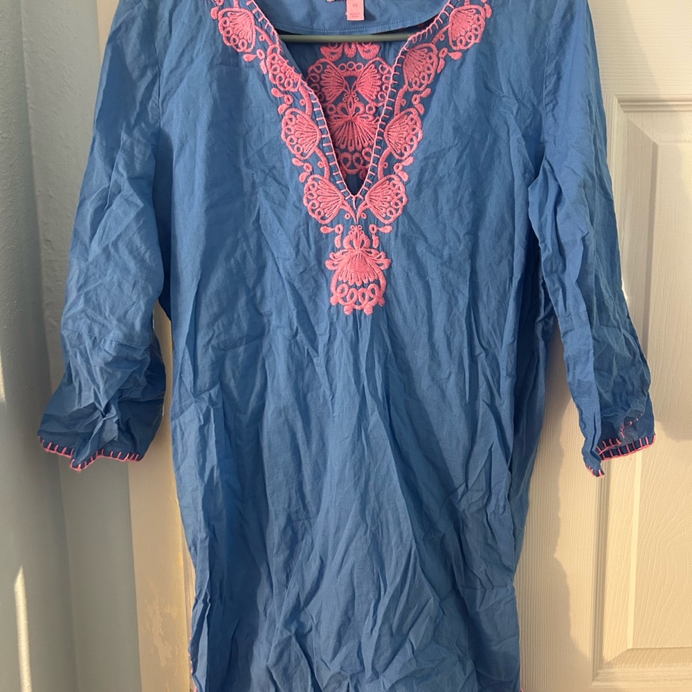 Lilly Pulitzer Blue Top with Pink Detailing